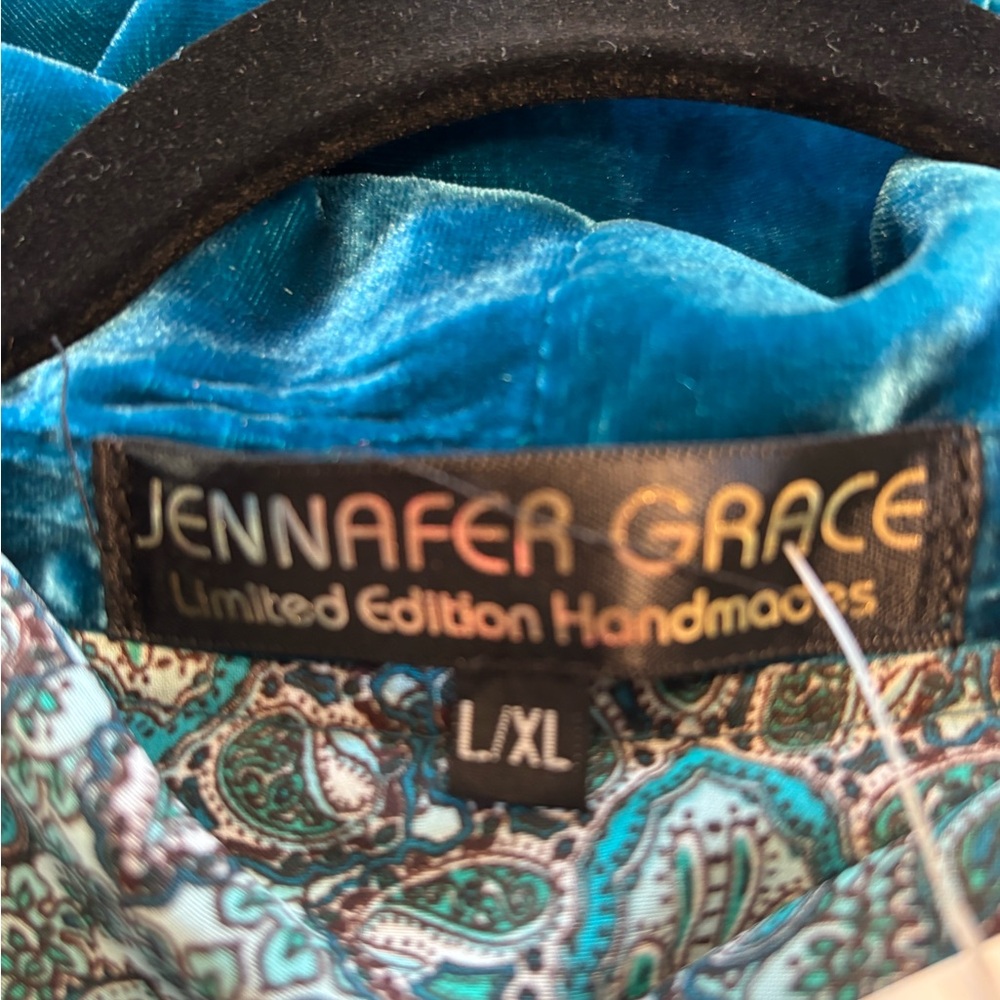 Luxurious Silk Velvet Kimono in Rich Teal - Picture 2 of 5
